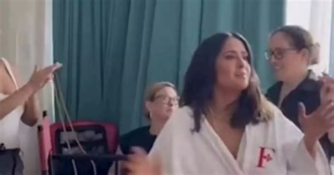 salma hayek slip|Salma Hayek suffers wardrobe malfunction while dancing in。